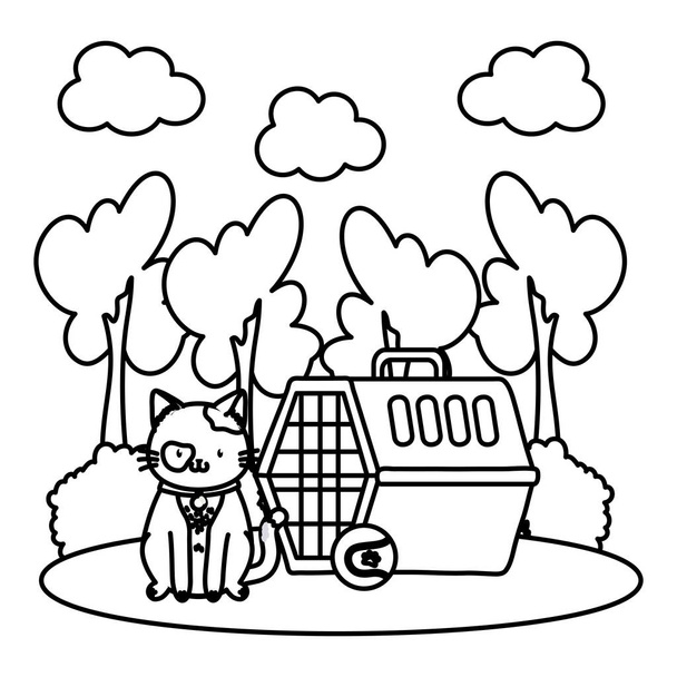 милый забавный мультфильм о домашних животных
 - Вектор,изображение
