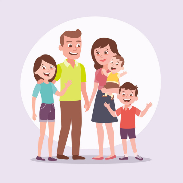 Família retrato ilustração vetorial. Pai, mãe, uma menina, a b
 - Vetor, Imagem
