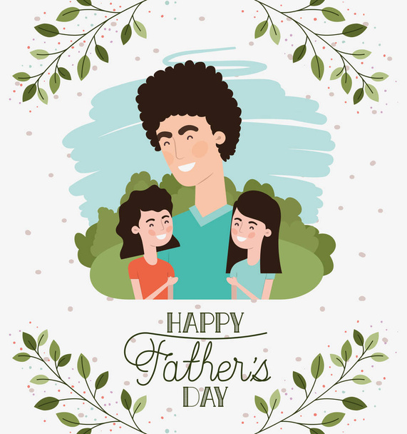 Boldog Apák nap kártya apa és lánya karakterek - Vektor, kép