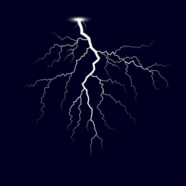 Αστραπή. Αστραπές καταιγίδας. Εικόνα διανύσματος απομονωμένη σε σκούρο φόντο - Διάνυσμα, εικόνα