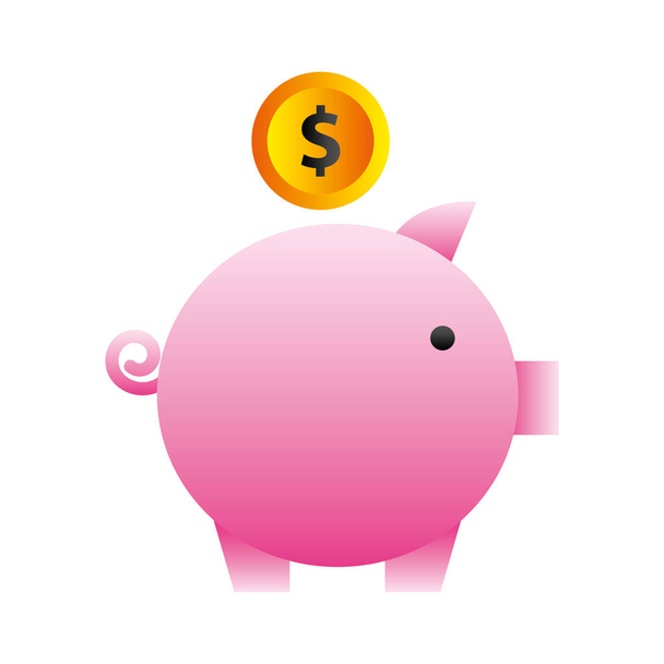 savings piggy isolated icon - Vector, Image