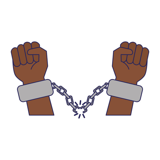 Black hands with chains cartoon - Vector, Image