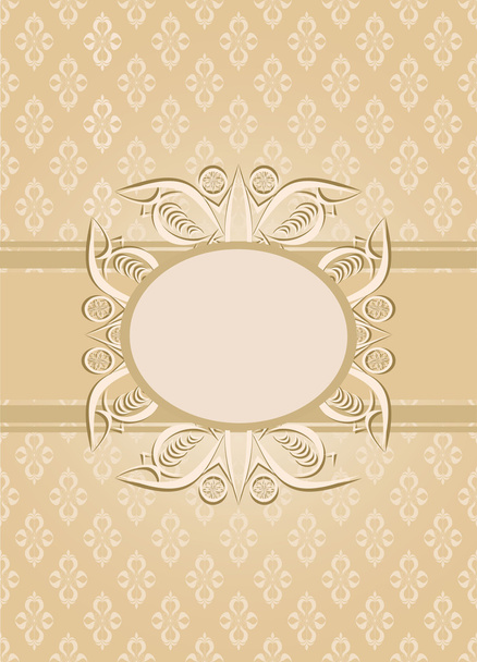Vintage seamless wallpaper with a ribbon and frame in pastel colors. - Vektor, kép