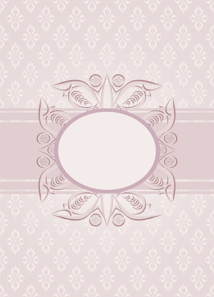 Vintage seamless wallpaper with a ribbon and frame in pastel colors. - Вектор,изображение