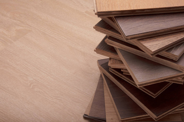 Materials of interior design. wood texture floor Samples of lami - Photo, Image