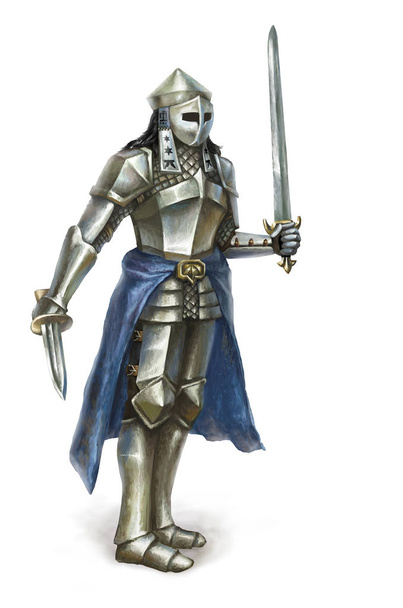 Femme Chevalier avec deux armes. concept art isolé pour le jeu
 - Photo, image