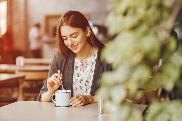 girl with coffee - Фото, изображение