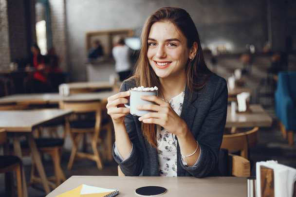 girl with coffee - Фото, зображення