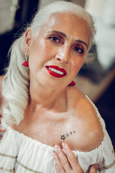 Face of an attractive nice aged woman - Zdjęcie, obraz