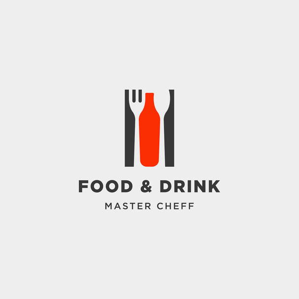 μπουκάλι τροφίμων και ποτών απλό επίπεδο λογότυπο σχεδίαση διανυσματική απεικόνιση - Διάνυσμα, εικόνα