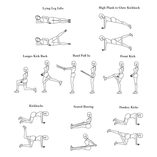 Band exercises workout outline - Vector, Image