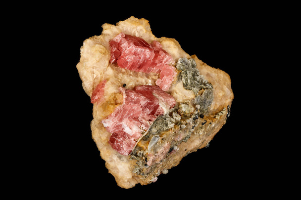 Makrostein Kobalt Calcit Mineral auf schwarzem Hintergrund  - Foto, Bild