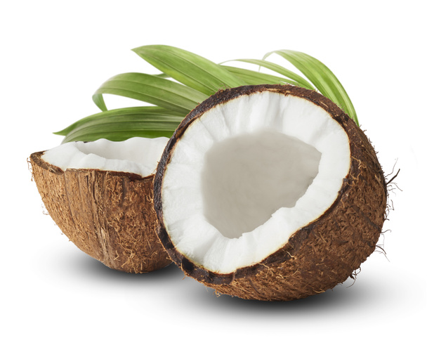 Свежий спелый кокос на белом фоне
 - Фото, изображение