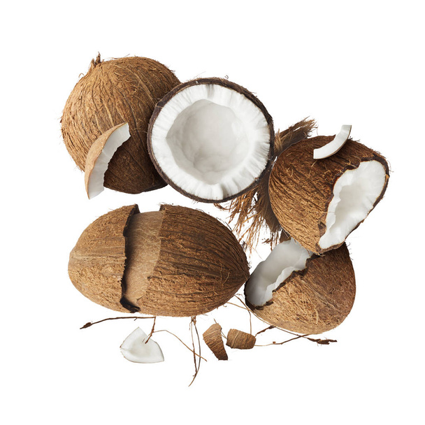 Fresh ripe coconuts isolated on white background  - Photo, Image