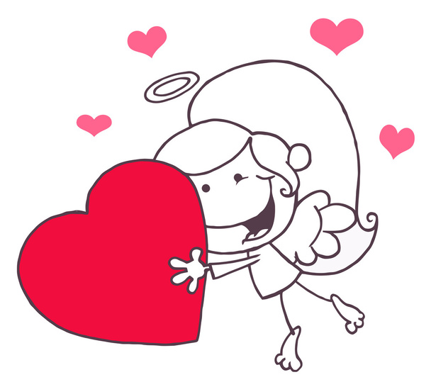 Cupid meisje vliegen met hart - Foto, afbeelding