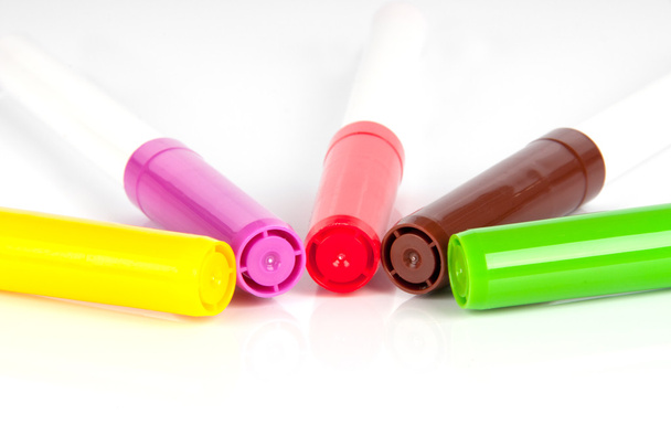 colored markers on white background - Photo, Image