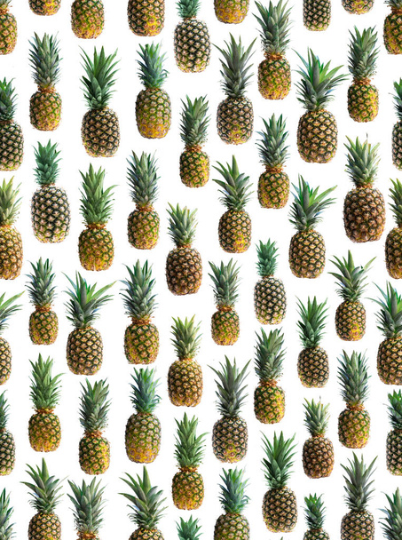 Seamless pattern of various pineapples isolated on white  - Foto, Imagen