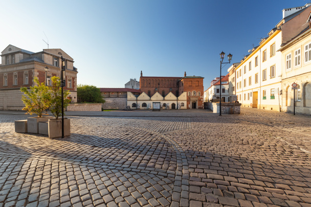Krakow. District of Kazimierz the market square of the old Jewish  quater - Zdjęcie, obraz