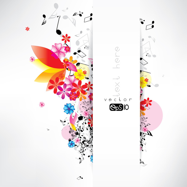 abstrakter Hintergrund mit Noten und floralen Elementen - Vektor, Bild