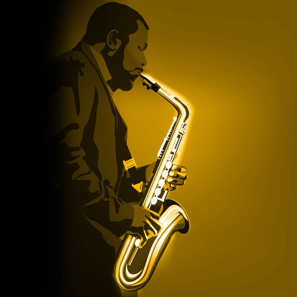 abstract music illustration with saxophone player - Vector, imagen