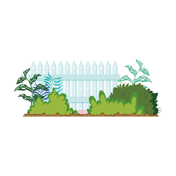 деревянный забор с садовыми цветами
 - Вектор,изображение