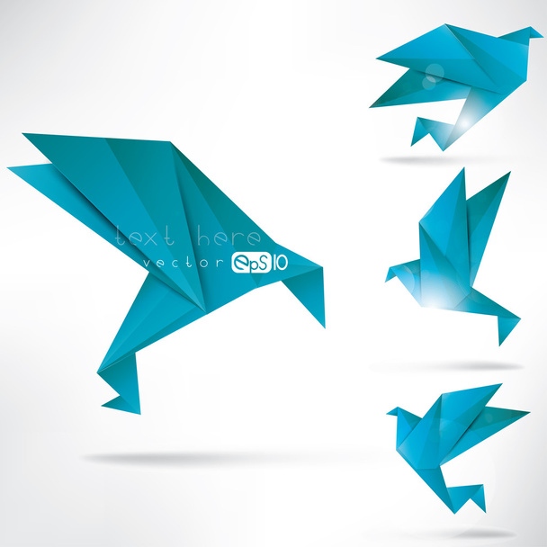 Origami paper bird on abstract background - Vector, afbeelding