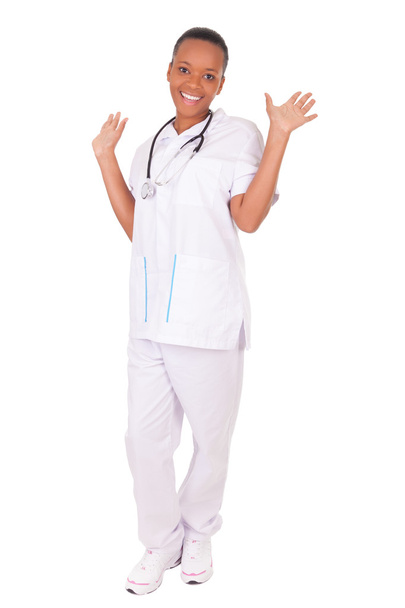 African american woman doctor a over white background - Foto, Bild