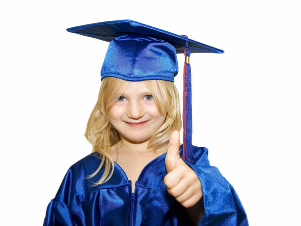 Little girl graduate isolated on white background - Фото, изображение