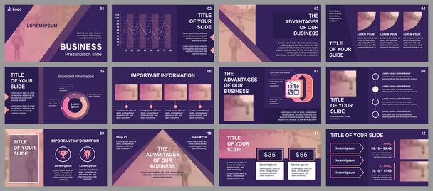 Business presentation slides templates from infographic elements. Can be used for presentation template, flyer and leaflet, brochure, corporate report, marketing, advertising, annual report, banner. - Vector, Image