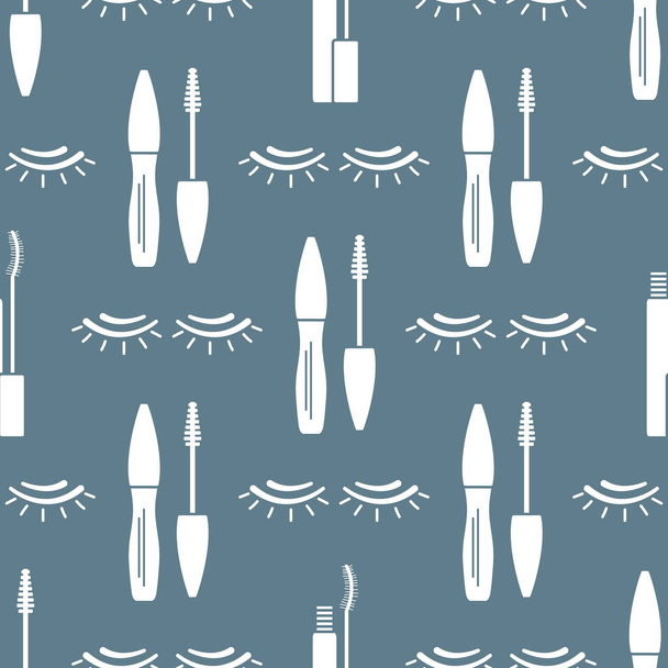 Vector seamless pattern with eyelashes. Makeup - Vecteur, image