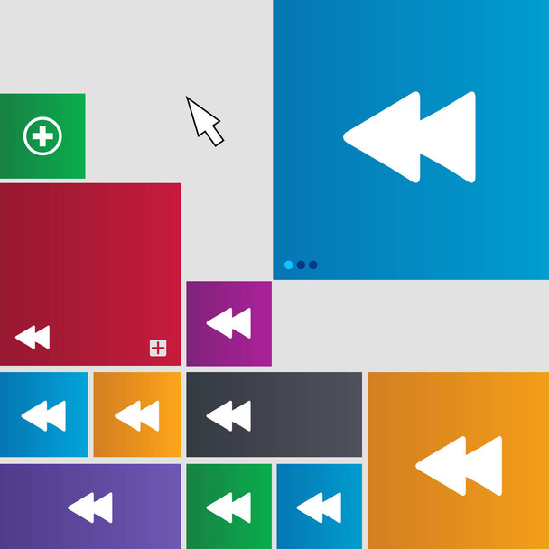 rewind icon sign. Metro style buttons. Modern interface website buttons with cursor pointer. illustration - Φωτογραφία, εικόνα