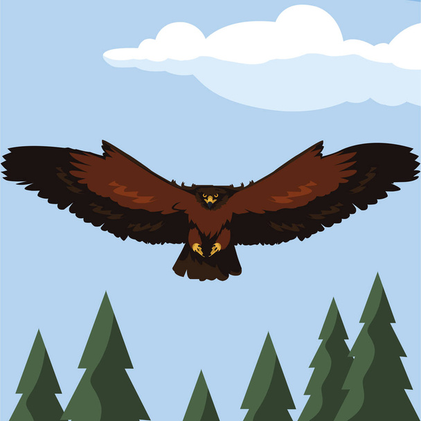 beautiful eagle flying in the landscape majestic bird - Vector, Image