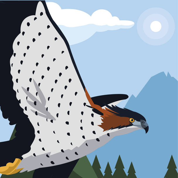 beautiful hawk majestic bird in the landscape - Vector, Image
