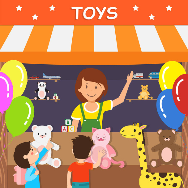 peluche giocattoli vendita business piatto vettoriale illustrazione
 - Vettoriali, immagini