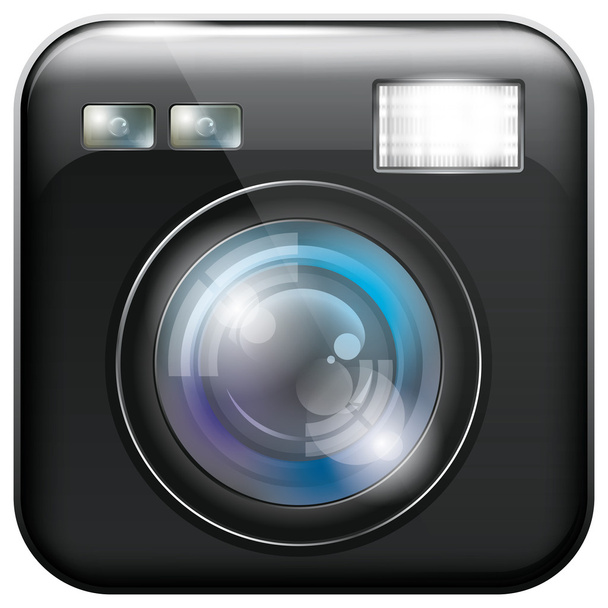 Icono de la aplicación con lente de cámara y luz de flash
 - Vector, Imagen