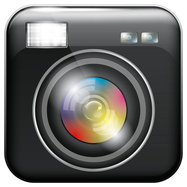 App Icon with Camera Lens and Flash Light - Vektor, Bild