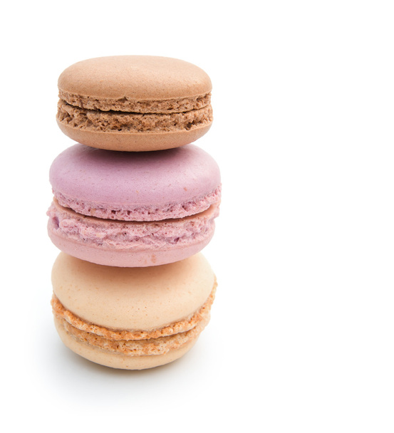 Three macaroons stack up with clipping path - Foto, Imagen