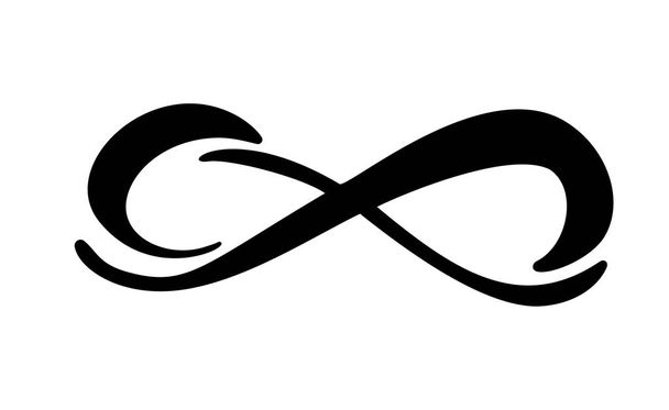Infinity kalligráfia vektor illusztráció szimbólum. Örök határtalan jelkép. Fekete Mobius szalag sziluett logó. Modern ecset stroke. Ciklus végtelen élet fogalmát. Grafikai tervezőelem a kártya és a - Vektor, kép