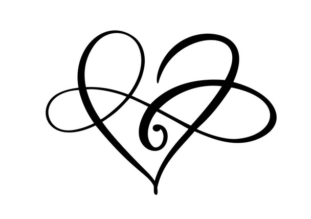 Serce miłość znak zawsze logo. Infinity symbol romantyczny połączone, przyłączyć się, pasja i ślub. Szablon do koszulki, karty, plakatu. Projekt płaski element Walentynki. Ilustracja wektorowa - Wektor, obraz