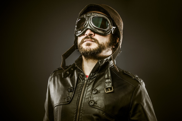 Proud, Fighter pilot with hat and glasses era, vintage - Foto, afbeelding