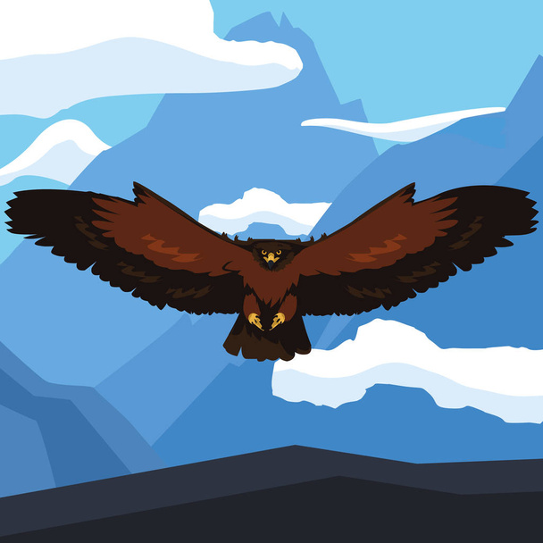 schöner Adler fliegt in der Schneelandschaft majestätischer Vogel - Vektor, Bild