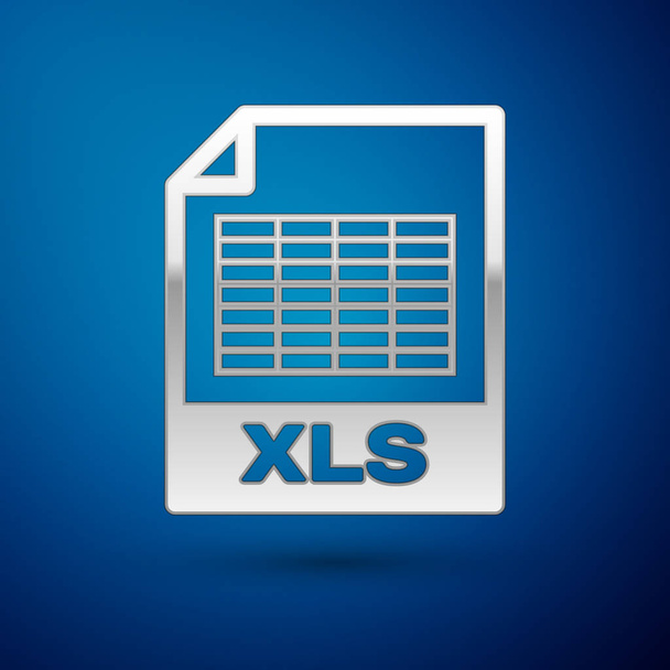 Icona documento file XLS argento. Scarica xls icona del pulsante isolato su sfondo blu. Simbolo file Excel. Illustrazione vettoriale
 - Vettoriali, immagini