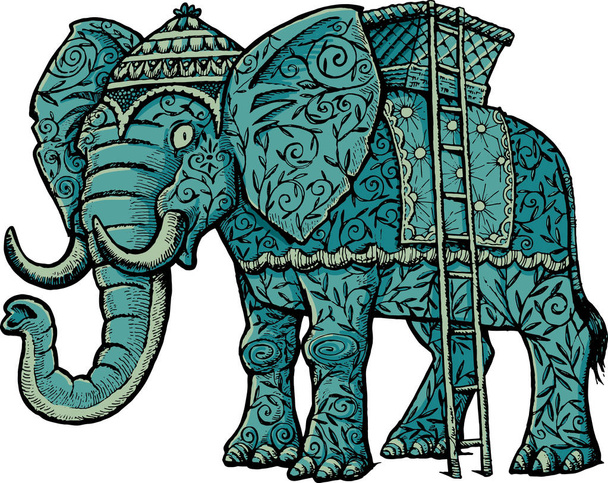 Indischer Elefant bereit für die Jagd - Vektor, Bild