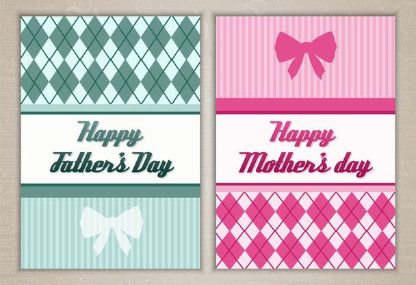 Happy mother's and father's day cards - Vector, Image