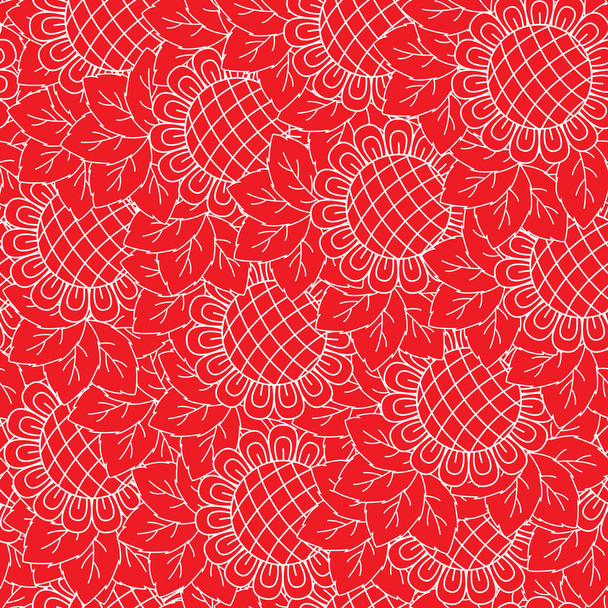 Sunflowers red seamless pattern - Vetor, Imagem