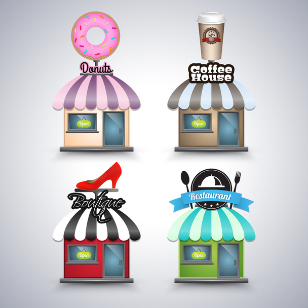 Mini shop icons  banner vector illustration   - Vector, Image