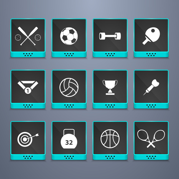 Sports web buttons set - Vector, Image