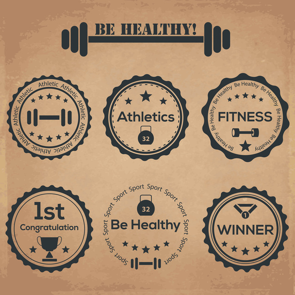 ¡Sé saludable! etiquetas vintage
 - Vector, imagen
