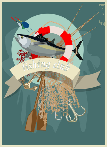 Fishing club accesoires. Vector illustration - Vector, Image