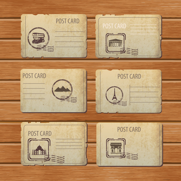 Набор образцов старинных открыток для путешествий
 - Вектор,изображение